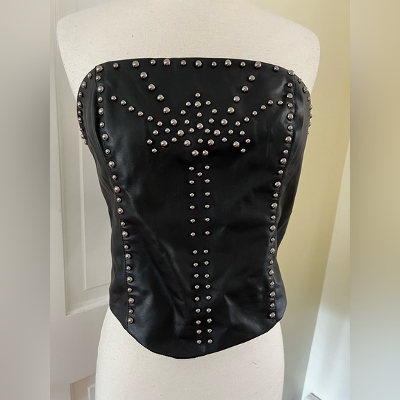 Free People Adriana Corset in Black Silver Size Large almost NWOT - Picture 3 of 12